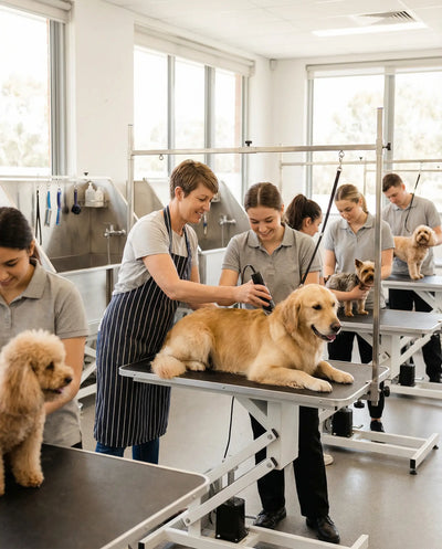 Grooming salon owners and staff